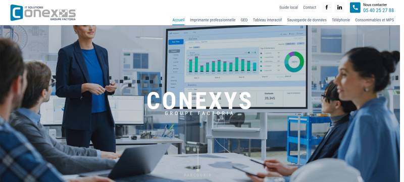Référencement web pour une société qui propose des solutions bureautiques et informatiques en Gironde - GROUPE CONEXYS