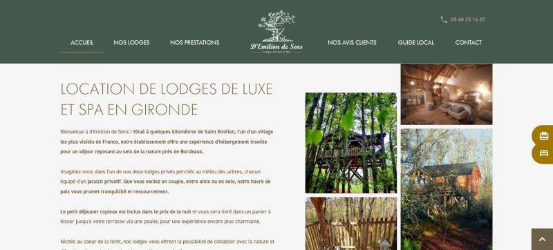 Web agency à bordeaux pour LOCATION LODGES DE LUXE ET SPA EN GIRONDE