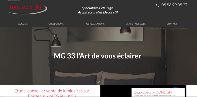 Agence web pour un specialiste de l'eclairage et des luminaires Design - MEGALUX Bordeaux 